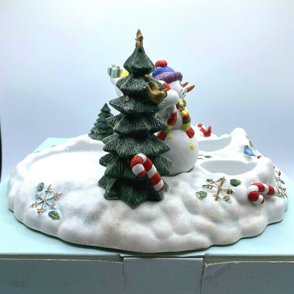 Partylite Snowbell Collection 3 Snowmen Trio Tea Light And Pillar Candle Holder - Picture 6 of 11